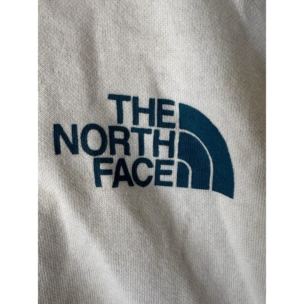 The North Face Hoodie Mens M Cream Never Stop Exploring Mountain Graphic